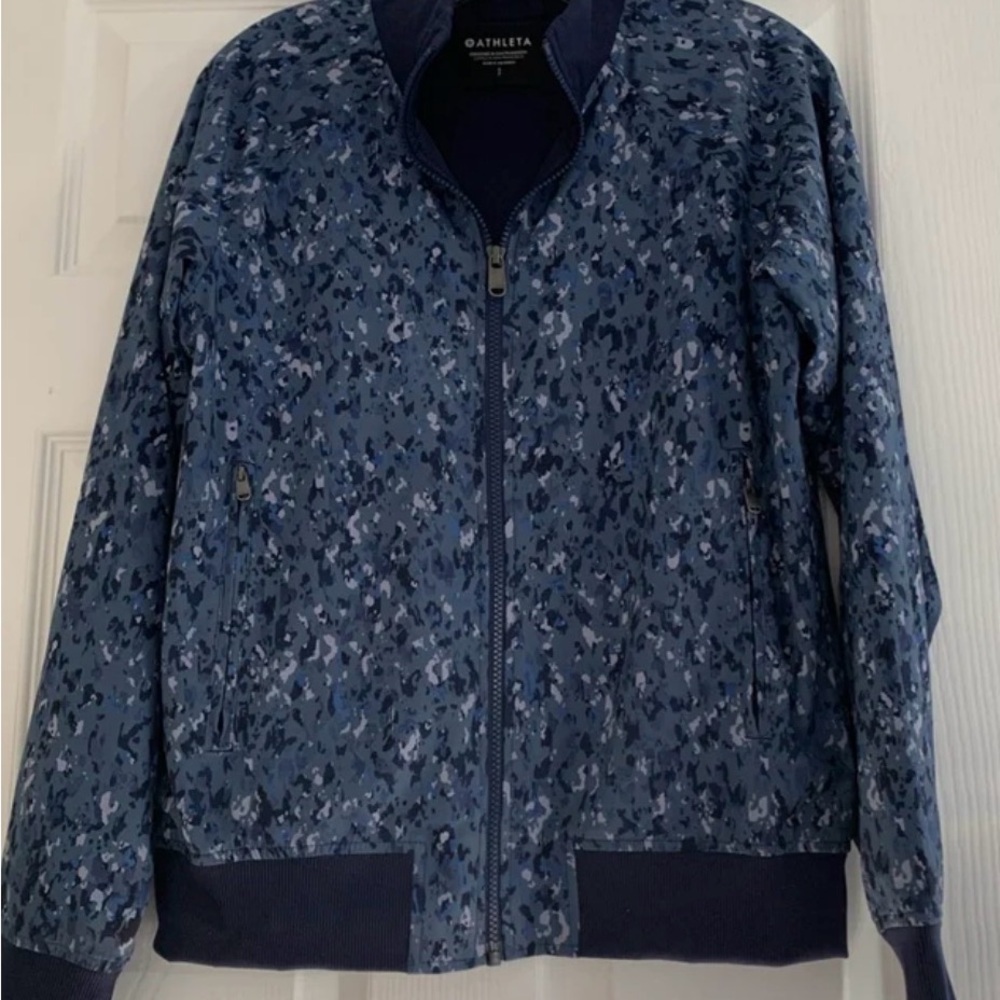 Athleta Navy Camouflage Bomber Jacket Small P